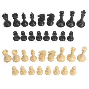 Chess Geeks 4X Quadruple Weighted Chess Pieces Only - Modern Style - Super Heavy Weighted Pieces - 32 Pieces + 2 Extra Queens - Total Weight 4Lb - King 4.4" Tall