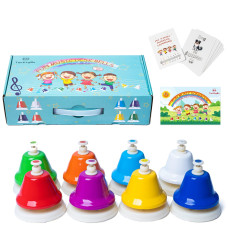 Desk Bells Rainbow Diatonic Hand Bells For Kids With 17 Songbook Musical Flash Cards Toddler Preschool Musical Learning Toys