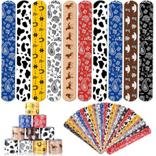 96 Pack 48 Pack Western Party Slap Bracelets Cowboy Cowgirl Bracelets Horse Wristbands For Western Themed Parties Kids Birthday