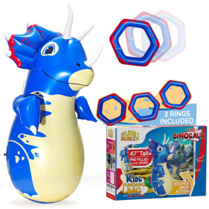 Inflatable Dudes Dinosaur 47 Inches Kids Punching Bag Already Filled With Sand Raptor Bop Bag Punching Bag For Kids Box