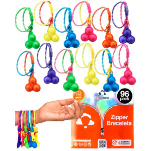 Upbrands 96 Bubbles Party Favors For Kids Upgraded Popit Zipper Bracelets Fidget Bracelets Adhd Fidget Toys For Kids Stress