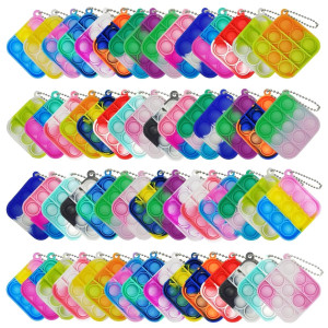 120 Pcs Tie Dye Squeeze Pop Bubble Simple Fidget Sensory Toys Keychain Wrap Small Pop Bulk Classroom Prizes Relieve Anxiety Str