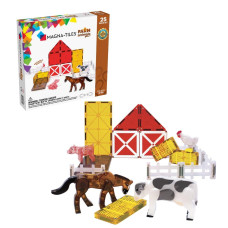 Magna-Tiles Farm Animals 25-Piece Magnetic Construction Set, The Original Magnetic Building Brand