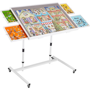 Yishan Tilted Jigsaw Puzzle Board With Cover For 1000 Piece Puzzles Movable Jigsaw Puzzle Table With Drawers For Adults Childre