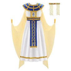 Relibeauty Egyptian Costume Kids Girls Halloween Pharaoh Costume For Girls 140 White