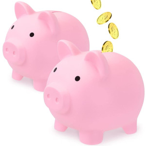 Gadiedie 2Pcs Large Piggy Bank Coin Bank For Boys And Girls Unbreakable Plastic Money Bank Cute Pig Money Box Practical Gifts Fo