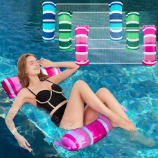 Zcaukya 3 Pack Inflatable Pool Float Hammocks 4In1 Water Floating Mesh Chair For Adults Swimming Pool Drifter Saddle Lounge