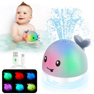 2024 Upgradedbaby Bath Toys Rechargeable Whale Bath Toy Sprinkler Light Up Bath Toys For Toddlers 13 Baby 612 1218 Month