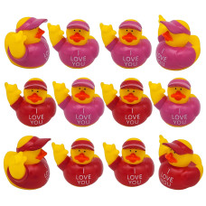 Cool Holiday Rubber I Love You Ducks 2 Standard Size Pink And Purple 12 Pack Cute Duck Bath Tub Pool Toys Valentines