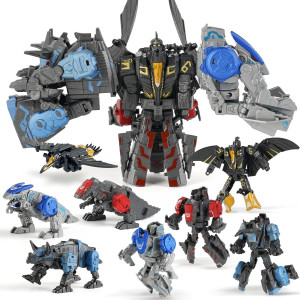 11 Shapes Dinosaur Transforming Robot Toys For Kids 6 4 Packs Stem Transformed Action Figure Alloy Dinosaur Toys 4In1 Dinor