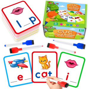 Short Vowel Spelling Flashcards Cvc Sight Words Handwriting Cards Learn To Write Phonics Flash Cards Cvc Words For Kindergart