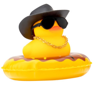 Wonuu Car Rubber Duck Yellow Duck Decoration Dashboard With Sun Hat Swim Ring Necklace Sunglasses For Car Dashboard Decorations