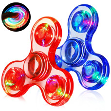 Gigilli Fidget Spinners 2 Pack Led Light Up Sensory Fidget Toys For Kids Adults Christmas Stocking Stuffers Glow In The Dark F