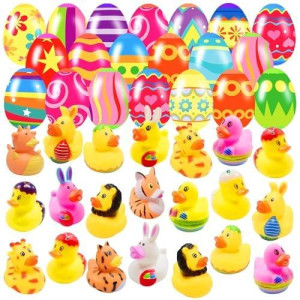 Holydeck 20 Pcs Prefilled Easter Eggs With Rubber Duckies Bright Colorful Easter Eggs Prefilled With Variety Bunny Duckies For K