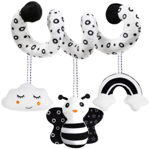 Baby Spiral Hanging Stroller And Car Seat Toys Black And White High Contrast Sensory Toy Newborn Plush Activity Toys Party Favors Quality Baby Gifts For Baby Shower New Year Valentine'S Day-Bee