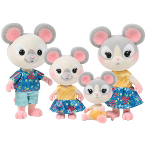 Honey Bee Acres The Cheddars Mouse Family 4 Miniature Doll Figures Small