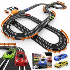 Wupuaait Slot Car Race Track Sets With 4 Highspeed Slot Cars Battery Or Electric Car Track Dual Racing Game Lap Counter Circu