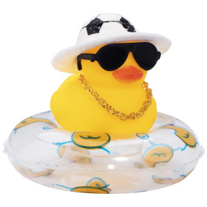 Wonuu Car Rubber Duck Yellow Duck Decoration Dashboard With Sun Hat Swim Ring Necklace Sunglasses For Car Dashboard Decorations