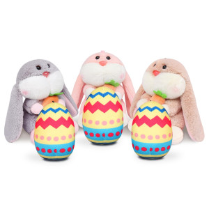 Fortunings Jds Easter Basket Stuffers Kawaii Bunny Stuffed Animals With Colorful Eggs As Easter Plush Gift For Kids Mini Rabb