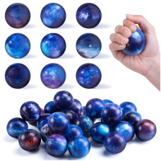 Lovestown Galaxy Stress Balls Bulk 50Pcs Foam Stress Balls 2 Inch Squeeze Balls For Stress Relief Outer Space Astronaut Party C