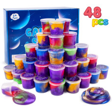 Christmas Galaxy Slime Kit 48 Pack Mini Slime Party Favor Gifts Bulk Slime Putty Toy For Girls And Boys For Sensory And Tactil