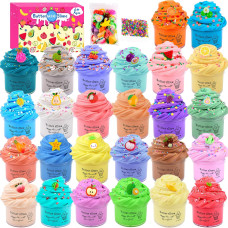 26 Pack Mini Butter Slime Kit Diy Fruit Slime Toy For Kids Super Soft And Nonsticky Party Favors And Stress Relief Toy For G