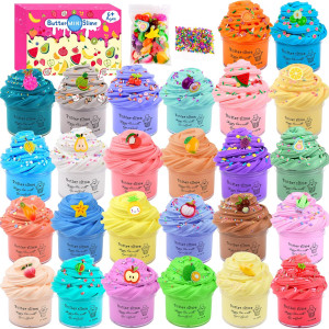 26 Pack Mini Butter Slime Kit Diy Fruit Slime Toy For Kids Super Soft And Nonsticky Party Favors And Stress Relief Toy For G