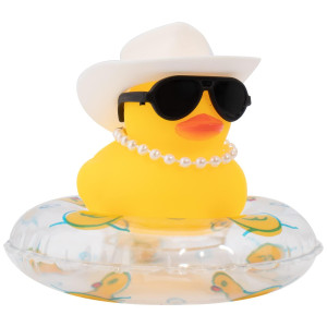 Wonuu Car Rubber Duck Yellow Duck Decoration Dashboard With Sun Hat Swim Ring Necklace Sunglasses For Car Dashboard Decorations