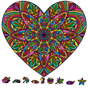 Zenchalet Mandala Heart 200 Piece Puzzles For Adults Premium Jigsaw Wooden Puzzle For Adults Surprise Your Friends Or Famil