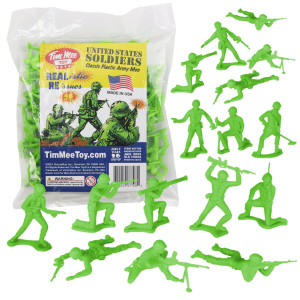 Timmee Plastic Army Men Lime Green 48Pc Toy Soldier Figures Made In Usa