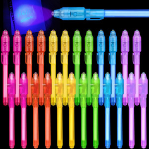 Thesixowls Invisible Ink Pen 12 Pcs Spy Pen With Uv Light Secret Pen Magic Disappearing Ink Markers For Kids Party Favors Good