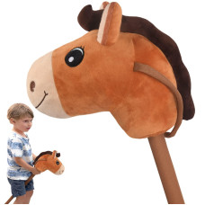 Waliki Toys Stick Horse Plush For Kids And Toddlers Gift For 2 Year Old Boy Birthday Caramel