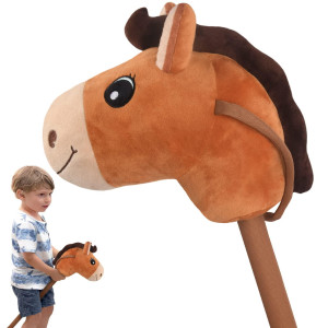 Waliki Toys Stick Horse Plush For Kids And Toddlers Gift For 2 Year Old Boy Birthday Caramel