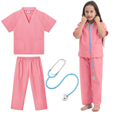 Giaford Doctor Scrubs For Kids With Toy Stethoscope Doctor Costume For Kids Toddler Doctor And Nurse Dress Up Costume For Boys A