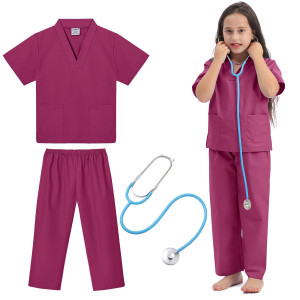 Giaford Doctor Scrubs For Kids With Toy Stethoscope Doctor Costume For Kids Toddler Doctor And Nurse Dress Up Costume For Boys A