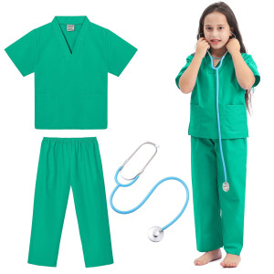 Giaford Doctor Scrubs For Kids With Toy Stethoscope Doctor Costume For Kids Toddler Doctor And Nurse Dress Up Costume For Boys A