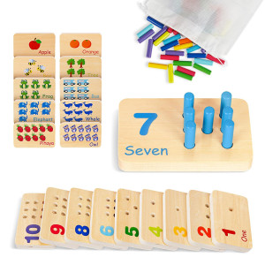 Tookyland Peg Board Toddler Toys Counting Wooden Toys With 55 Pegs Wooden Math Manipulatives Montessori Math And Numbers For K