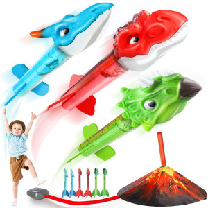 Toy Life Toy Rocket Launcher For Kids 6 Dino Rockets Refills Dinosaur Toys For Kids 57 Outdoor Air Rocket Kids Toys For Boys