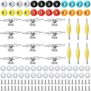 Jexine 6 Sets Diy Fingerboard Kit Fingerboard Accessories Mini Finger Skateboard Parts Include 12 Brackets 54 Screws 30 Nuts 6 S