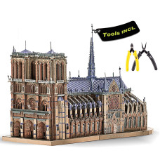 Piececool 3D Puzzles For Adults Notre Dame De Paris Church Metal Puzzles With Diy Tools Set Challenge French Cathedral Archite