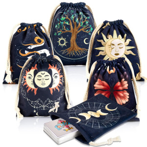 Xsylohxl Tarot Bag Kit 6 Pcs Tarot Card Bags And Pouches Tarot Deck Holder Storage Gift Velvet Bags With Sturdy Drawstrings Also