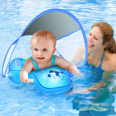 Laycol Baby Swimming Float With Upf50 Sun Canopy Baby Floats For Pool No Flip Overbaby Pool For Baby Age Of 336 Months Deepbl