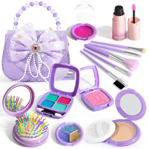 Uloveme Kids Real Makeup Kit For Little Girls Real Non Toxic Washable Make Up Toy Toys Gift For 3 4 5 6 7 8 9 10 12 Years