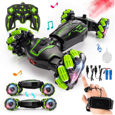 Tadozic 4Wd Remote Control Gesture Sensor Car Hand Controlled Rc Stunt Car Doublesided Vehicle 360 Rotation With Light And Musi