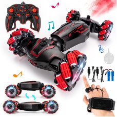 Tadozic 4Wd Remote Control Gesture Sensor Car Hand Controlled Rc Stunt Car Doublesided Vehicle 360 Rotation With Light And Musi