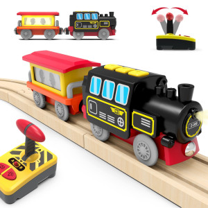 Motorized Train For Wooden Track Remote Control Train With Magnetic Connection Battery Operated Locomotive Train For Toddlers