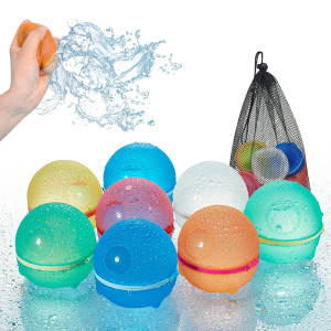 Hiliop Reusable Water Balloons For Kids Adults Silicone Refillable Water Balloons Self Sealing Water Balloons Quick Fill With M