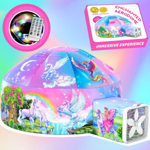 Wo Enchanted Aerodome With Led Lights Inflatable Princess Castle For Kids Aged 312 Inflates In Seconds Creating An Immersiv