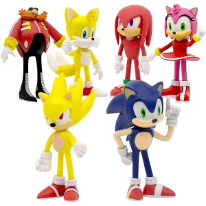 Comgas Sonic Action Figures 32Inch Tall Sonic Toys Sonic Action Figure Collectible Toys Pack Of 6