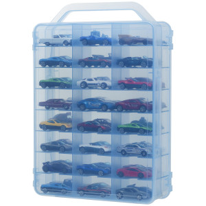 Kislane Double Sided Toy Car Storage Case For 48 Toy Cars Matchbox Cars Mini Toys Small Dolls Portable Transparent Storage C